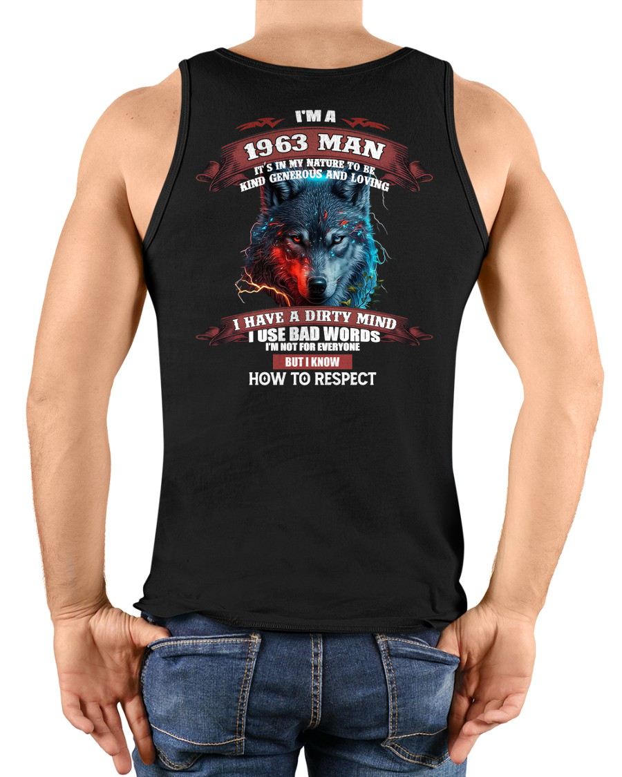 BORN IN 1963 - KNOW HOW TO RESPECT - BIRTHDAY T-SHIRT FOR MEN - LUNA1963 (SKU12-286-1963)