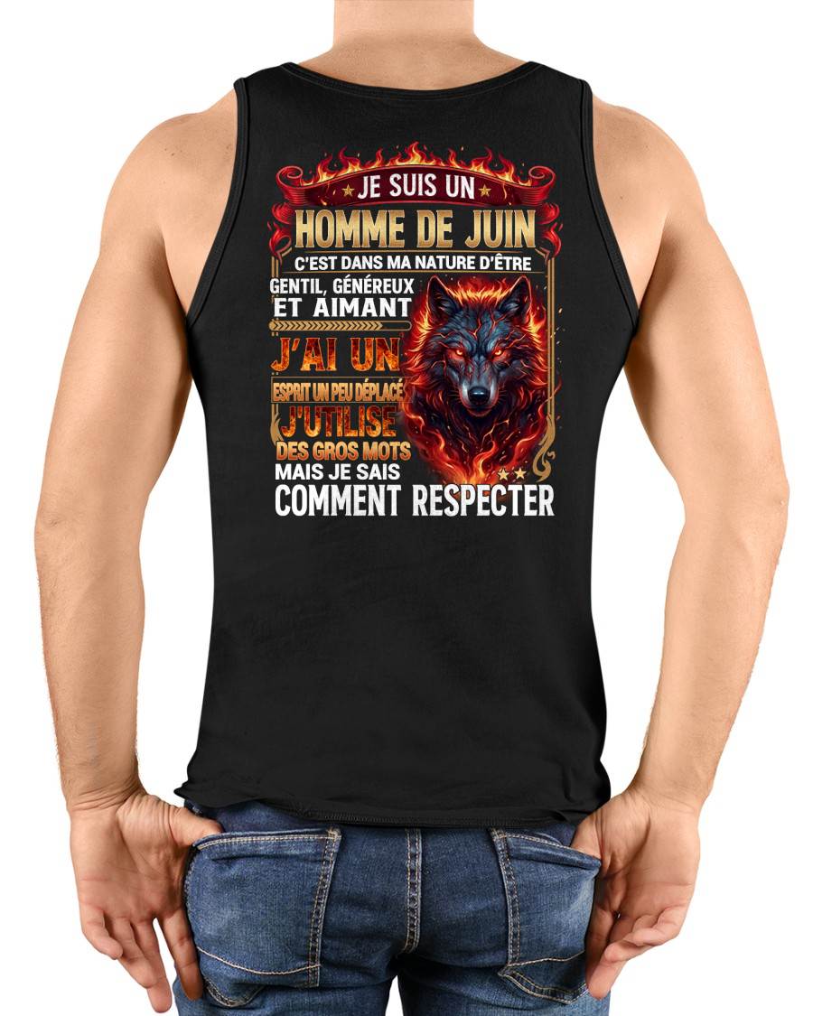 JUIN – ESPRIT MALICIEUX MAIS SAIT RESPECTER - T-SHIRT ANNIVERSAIRE HOMME - IMPRESSION DTG PREMIUM - frLUNA06 (SKU2604-87-06)