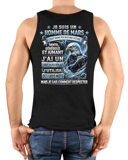 MARS – ESPRIT MALICIEUX MAIS SAIT RESPECTER - T-SHIRT ANNIVERSAIRE HOMME - IMPRESSION DTG PREMIUM - frLUNA03 (SKU2604-86-03)