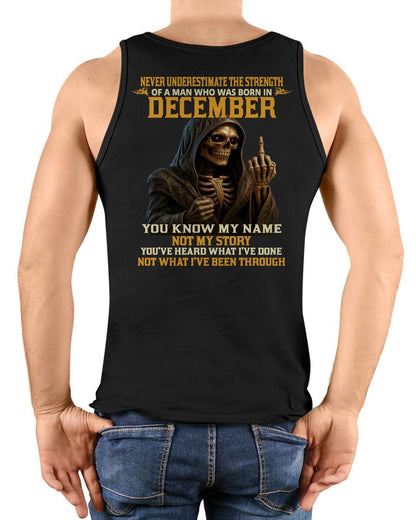 DECEMBER - NEVER UNDERESTIMATE - BIRTHDAY T-SHIRT FOR MEN - LUNA12 (SKU26T-01-06-12)