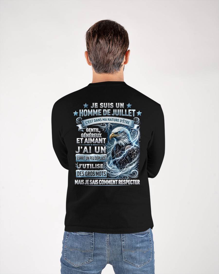 JUILLET – ESPRIT MALICIEUX MAIS SAIT RESPECTER - T-SHIRT ANNIVERSAIRE HOMME - IMPRESSION DTG PREMIUM - frLUNA07 (SKU2604-86-07)