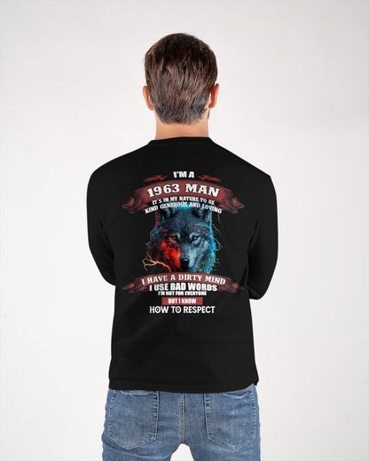 BORN IN 1963 - KNOW HOW TO RESPECT - BIRTHDAY T-SHIRT FOR MEN - LUNA1963 (SKU12-286-1963)