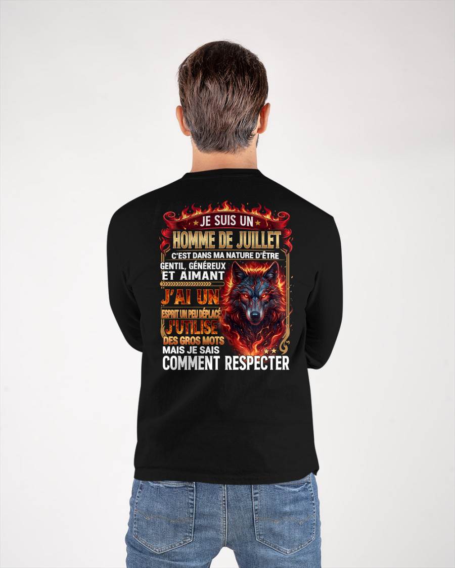 JUILLET – ESPRIT MALICIEUX MAIS SAIT RESPECTER - T-SHIRT ANNIVERSAIRE HOMME - IMPRESSION DTG PREMIUM - frLUNA07 (SKU2604-87-07)