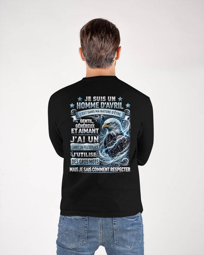 AVRIL – ESPRIT MALICIEUX MAIS SAIT RESPECTER - T-SHIRT ANNIVERSAIRE HOMME - IMPRESSION DTG PREMIUM - frLUNA04 (SKU2604-86-04)