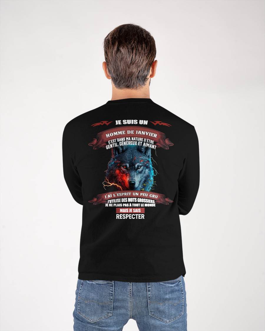 JANVIER -  JE SAIS RESPECTER – T-SHIRT D’ANNIVERSAIRE POUR HOMME - frSNOW01 (SKU12-266-01)