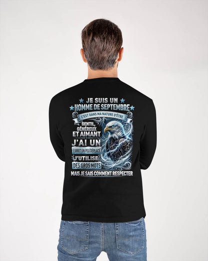 SEPTEMBRE – ESPRIT MALICIEUX MAIS SAIT RESPECTER - T-SHIRT ANNIVERSAIRE HOMME - IMPRESSION DTG PREMIUM - frLUNA09 (SKU2604-86-09)