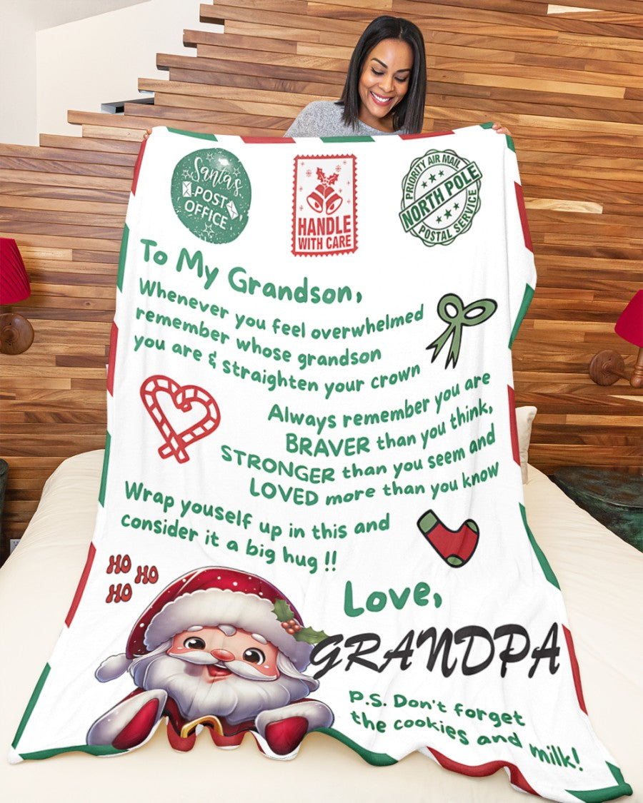 BLANKET FOR GRANDSON – COMFORT & WARMTH GIFT FROM GRANDPA  Sherpa Fleece Quilt Blanket LUNA00 (SKUB10-182)