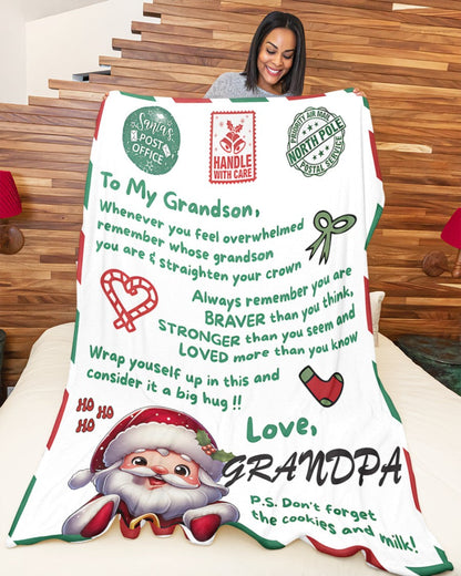 BLANKET FOR GRANDSON – COMFORT & WARMTH GIFT FROM GRANDPA  Sherpa Fleece Quilt Blanket LUNA00 (SKUB10-182)