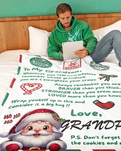 BLANKET FOR GRANDSON – COMFORT & WARMTH GIFT FROM GRANDPA  Sherpa Fleece Quilt Blanket LUNA00 (SKUB10-182)