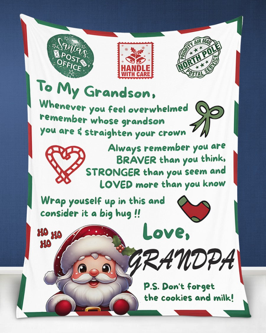 BLANKET FOR GRANDSON – COMFORT & WARMTH GIFT FROM GRANDPA  Sherpa Fleece Quilt Blanket LUNA00 (SKUB10-182)