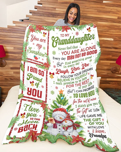 BLANKET FOR GRANDDAUGHTER – COMFORT & WARMTH CHRISTMAS GIFT FROM GRANDPA  Sherpa Fleece Quilt Blanket LUNA00 (SKUB10-184)
