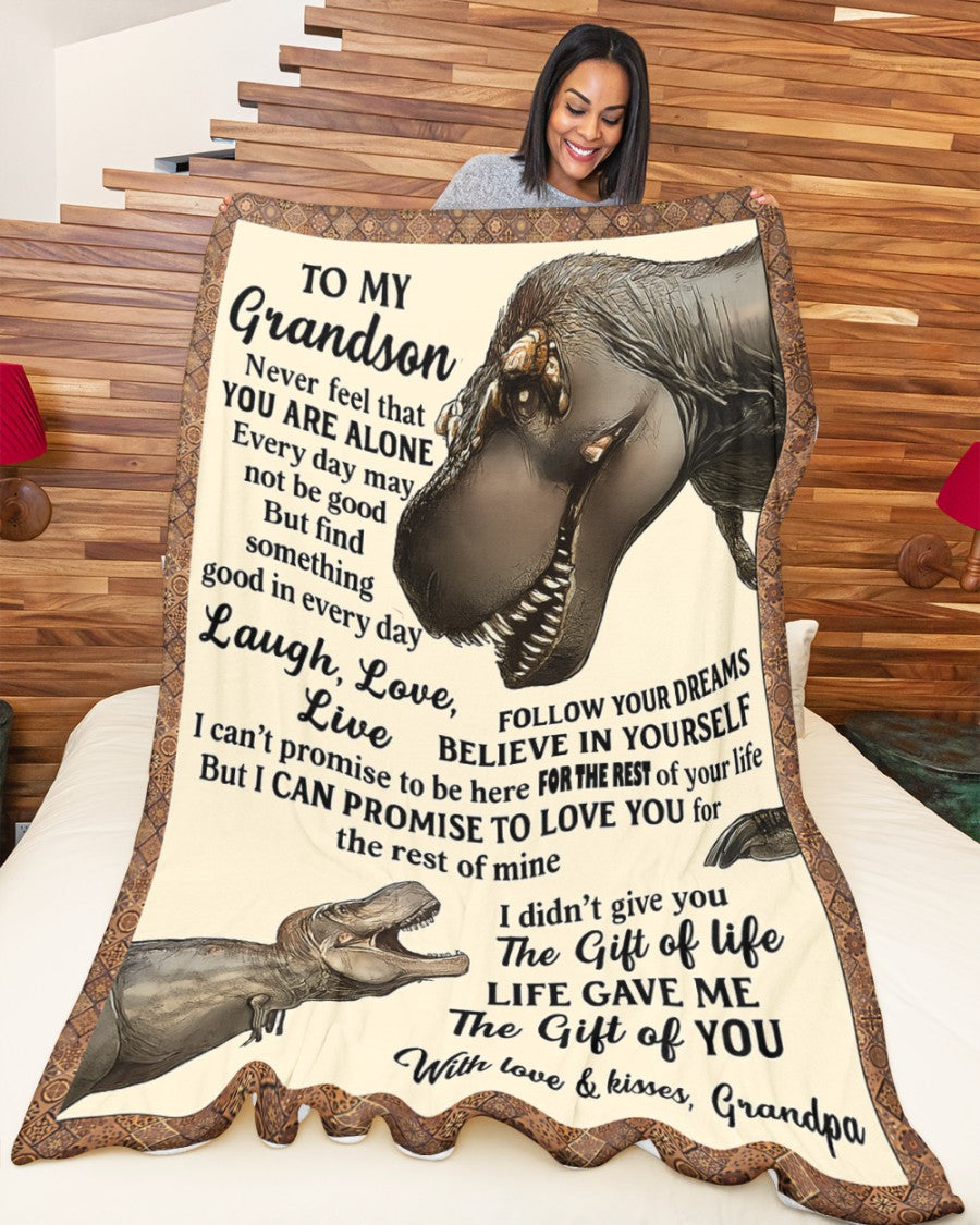 BLANKET FOR GRANDSON – COMFORT & WARMTH GIFT FROM GRANDPA  Sherpa Fleece Quilt Blanket LUNA00 (SKUB-BLK-GPKL)