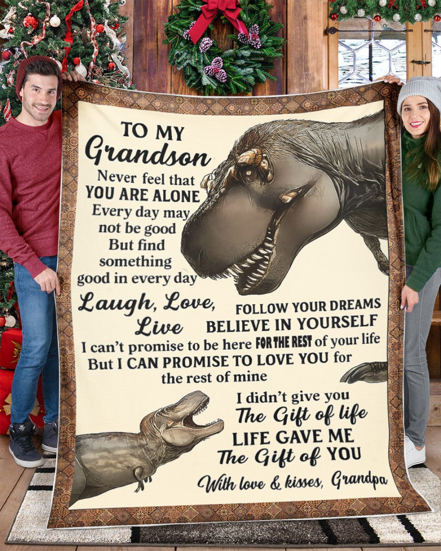 BLANKET FOR GRANDSON – COMFORT & WARMTH GIFT FROM GRANDPA  Sherpa Fleece Quilt Blanket LUNA00 (SKUB-BLK-GPKL)