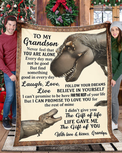 BLANKET FOR GRANDSON – COMFORT & WARMTH GIFT FROM GRANDPA  Sherpa Fleece Quilt Blanket LUNA00 (SKUB-BLK-GPKL)