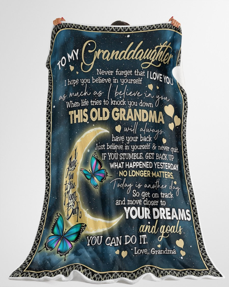 BLANKET FOR GRANDDAUGHTER – COMFORT & WARMTH GIFT FROM GRANDMA  Sherpa Fleece Quilt Blanket LUNA00 (SKUB-BLK-GMD2)