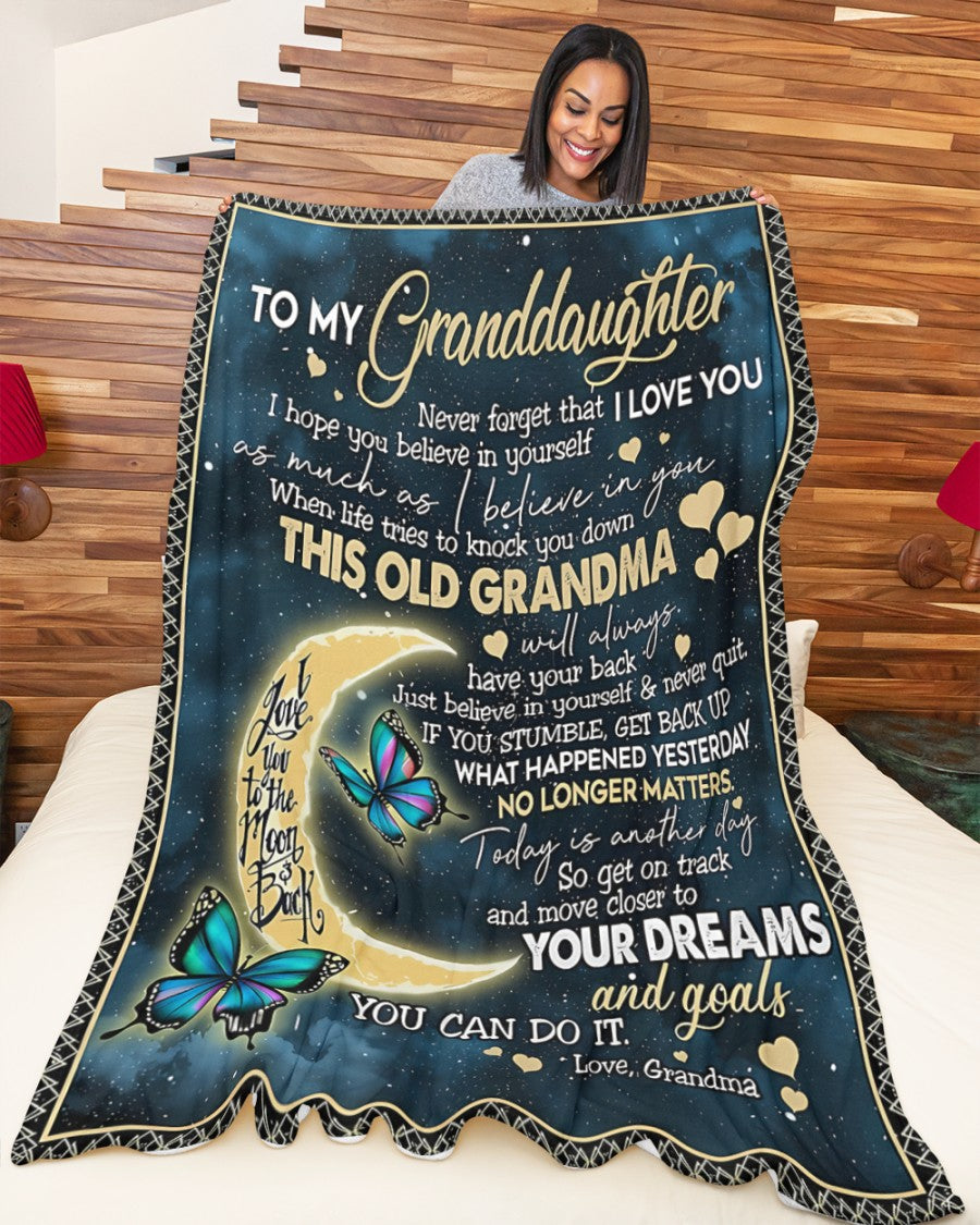 BLANKET FOR GRANDDAUGHTER – COMFORT & WARMTH GIFT FROM GRANDMA  Sherpa Fleece Quilt Blanket LUNA00 (SKUB-BLK-GMD2)