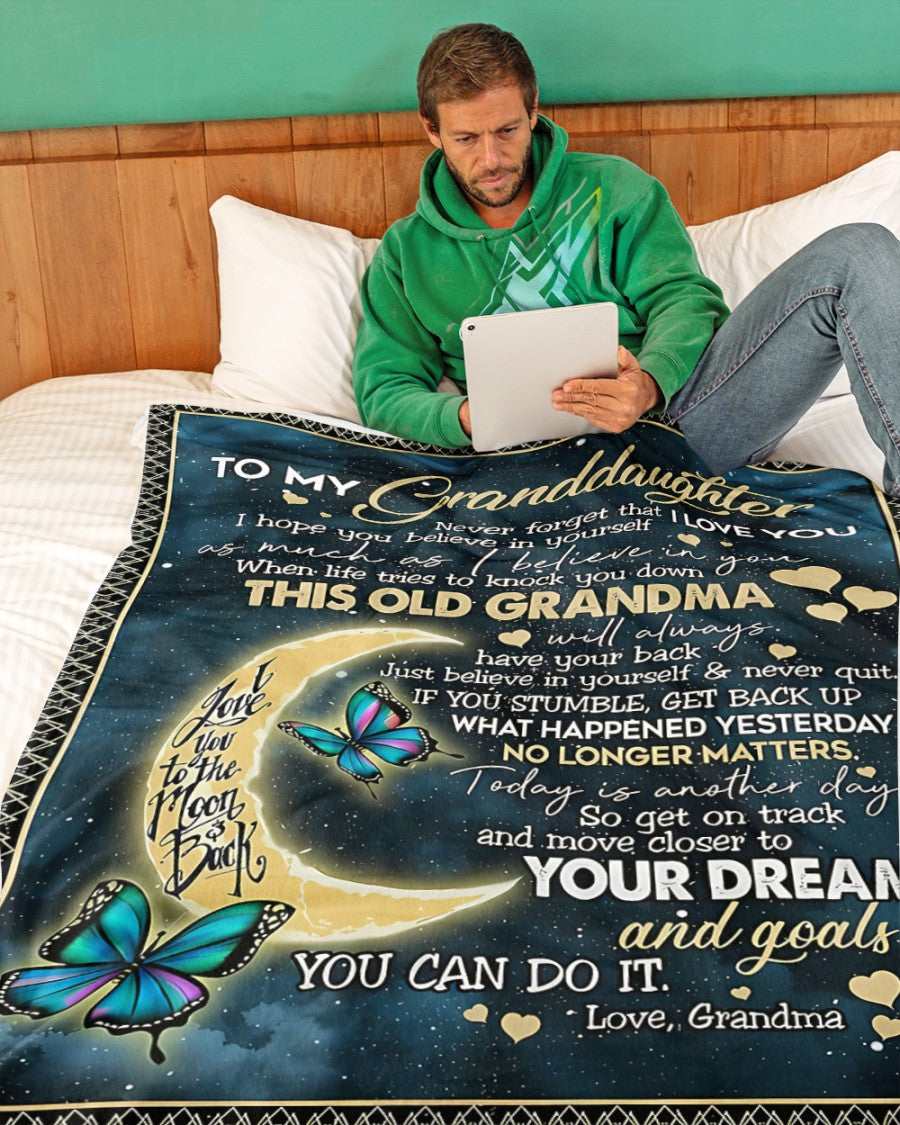 BLANKET FOR GRANDDAUGHTER – COMFORT & WARMTH GIFT FROM GRANDMA  Sherpa Fleece Quilt Blanket LUNA00 (SKUB-BLK-GMD2)