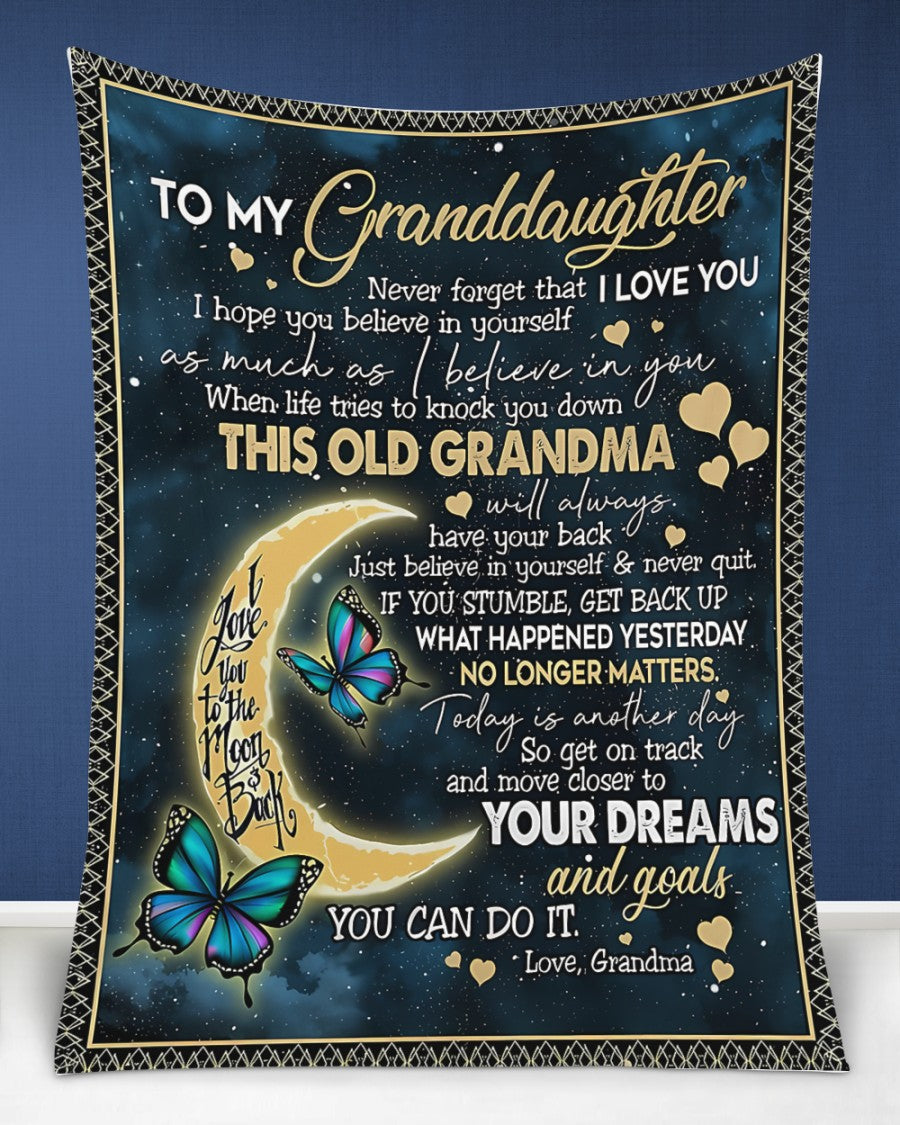 BLANKET FOR GRANDDAUGHTER – COMFORT & WARMTH GIFT FROM GRANDMA  Sherpa Fleece Quilt Blanket LUNA00 (SKUB-BLK-GMD2)