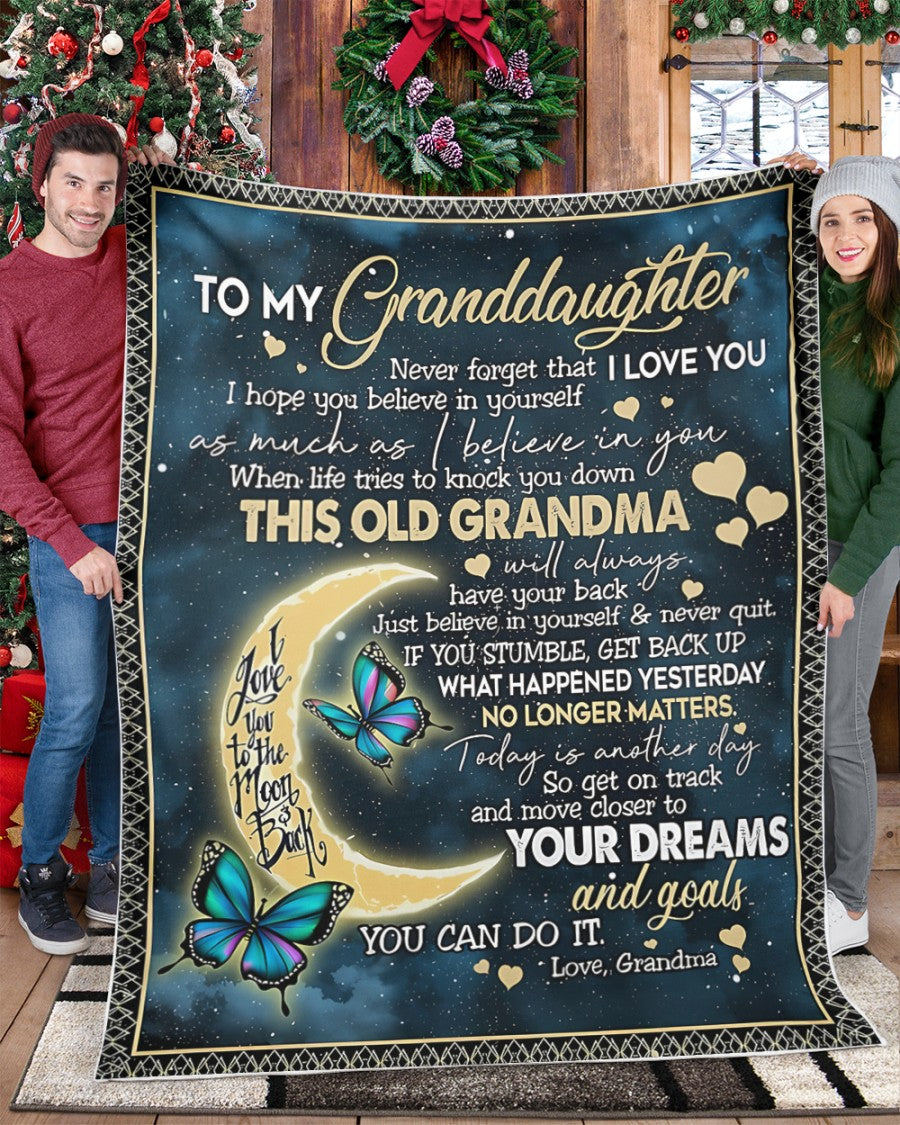 BLANKET FOR GRANDDAUGHTER – COMFORT & WARMTH GIFT FROM GRANDMA  Sherpa Fleece Quilt Blanket LUNA00 (SKUB-BLK-GMD2)