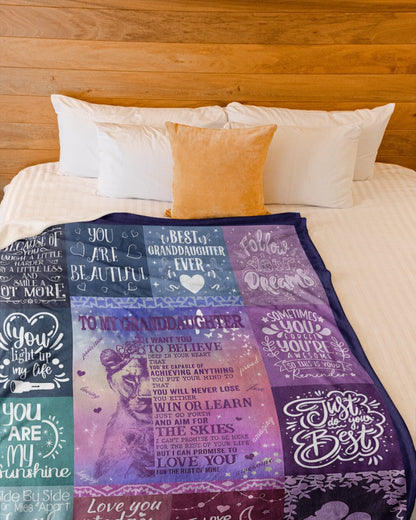 BLANKET FOR GRANDDAUGHTER – COMFORT & WARMTH GIFT FROM GRANDPARENTS  Sherpa Fleece Quilt Blanket LUNA00 (SKUB11-BLK-04)