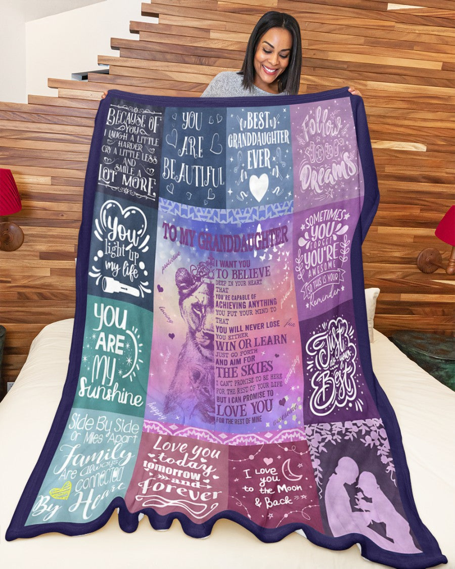 BLANKET FOR GRANDDAUGHTER – COMFORT & WARMTH GIFT FROM GRANDPARENTS  Sherpa Fleece Quilt Blanket LUNA00 (SKUB11-BLK-04)