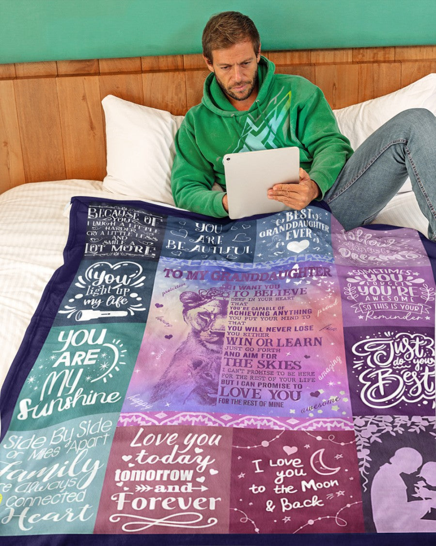 BLANKET FOR GRANDDAUGHTER – COMFORT & WARMTH GIFT FROM GRANDPARENTS  Sherpa Fleece Quilt Blanket LUNA00 (SKUB11-BLK-04)
