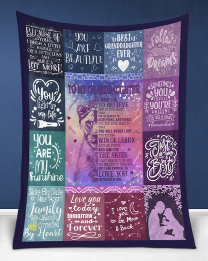 BLANKET FOR GRANDDAUGHTER – COMFORT & WARMTH GIFT FROM GRANDPARENTS  Sherpa Fleece Quilt Blanket LUNA00 (SKUB11-BLK-04)