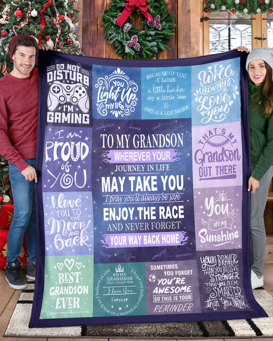 BLANKET FOR GRANDSON – COMFORT & WARMTH GIFT FROM GRANDPARENTS  Sherpa Fleece Quilt Blanket LUNA00 (SKUB11-BLK-02)