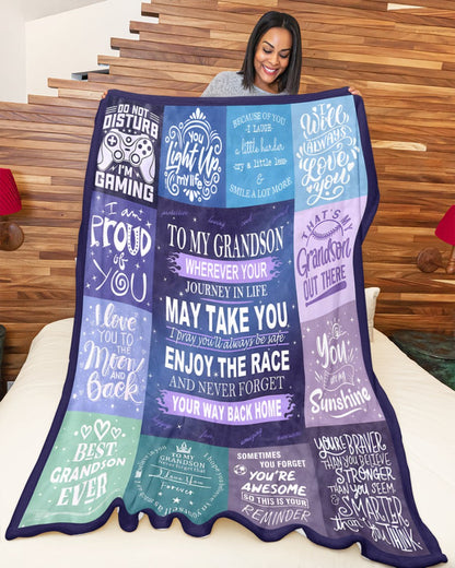 BLANKET FOR GRANDSON – COMFORT & WARMTH GIFT FROM GRANDPARENTS  Sherpa Fleece Quilt Blanket LUNA00 (SKUB11-BLK-02)
