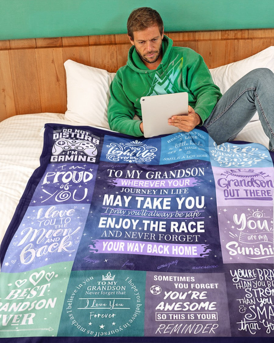 BLANKET FOR GRANDSON – COMFORT & WARMTH GIFT FROM GRANDPARENTS  Sherpa Fleece Quilt Blanket LUNA00 (SKUB11-BLK-02)
