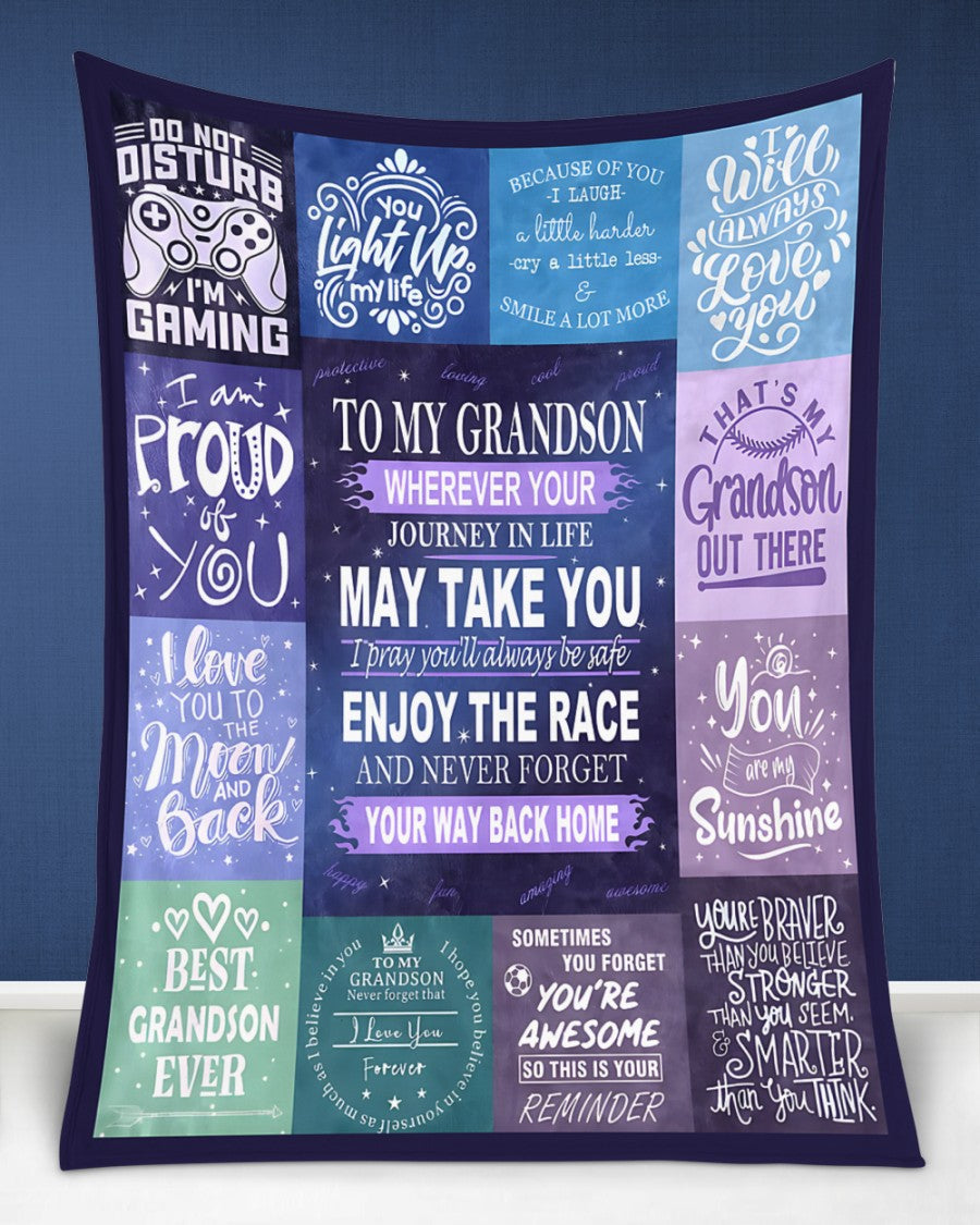 BLANKET FOR GRANDSON – COMFORT & WARMTH GIFT FROM GRANDPARENTS  Sherpa Fleece Quilt Blanket LUNA00 (SKUB11-BLK-02)