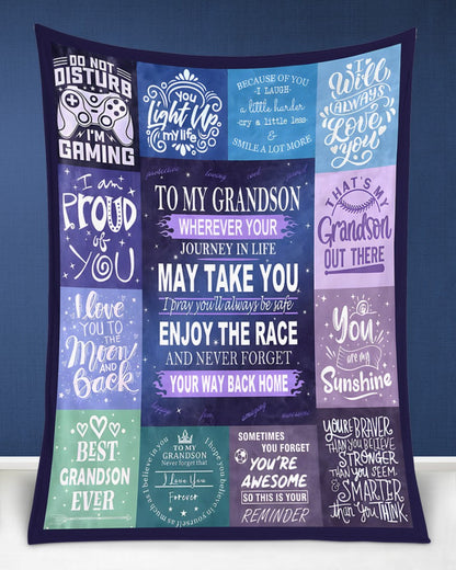 BLANKET FOR GRANDSON – COMFORT & WARMTH GIFT FROM GRANDPARENTS  Sherpa Fleece Quilt Blanket LUNA00 (SKUB11-BLK-02)