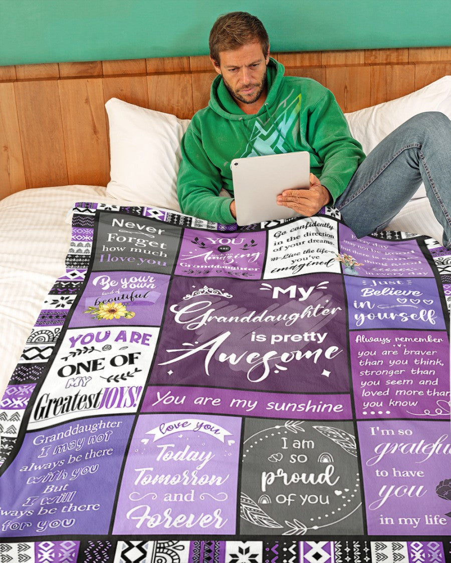 BLANKET FOR GRANDDAUGHTER – COMFORT & WARMTH GIFT FROM GRANDPARENTS  Sherpa Fleece Quilt Blanket LUNA00 (SKUB11-BLK-03)