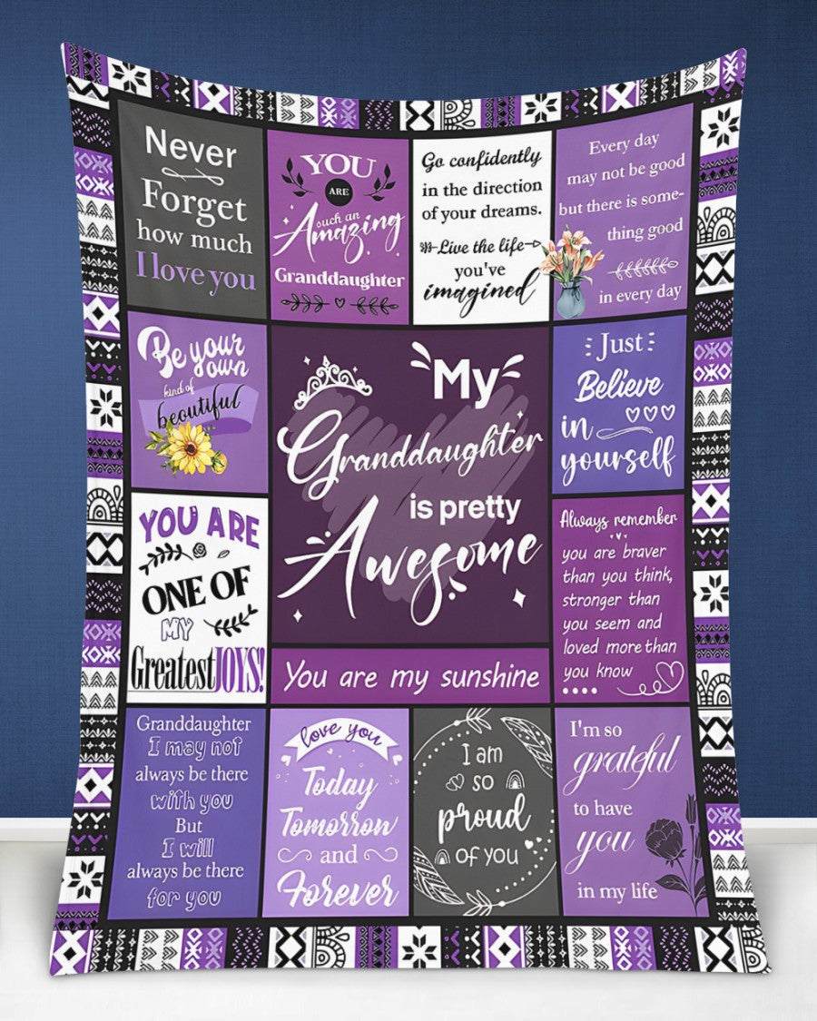 BLANKET FOR GRANDDAUGHTER – COMFORT & WARMTH GIFT FROM GRANDPARENTS  Sherpa Fleece Quilt Blanket LUNA00 (SKUB11-BLK-03)