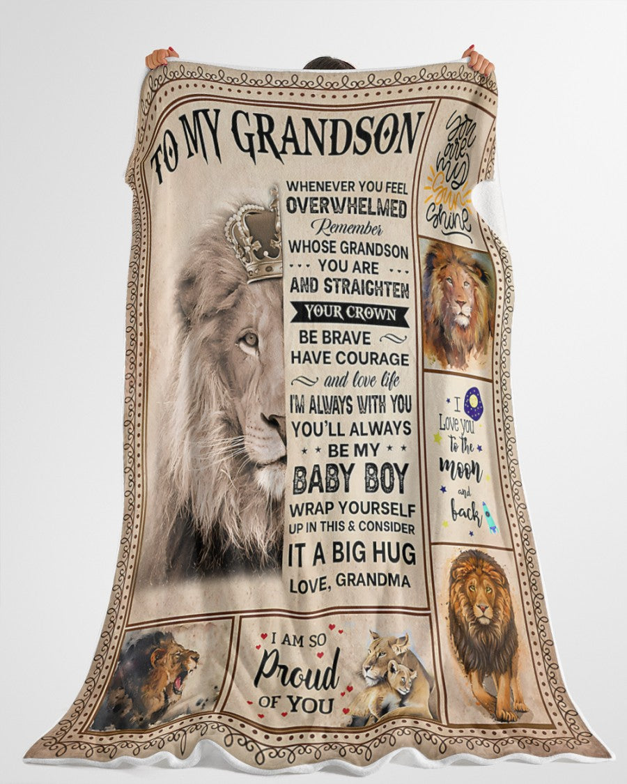 BLANKET FOR GRANDSON – COMFORT & WARMTH GIFT FROM GRANDMA  Sherpa Fleece Quilt Blanket LUNA00 (SKUB12-BLK-02)
