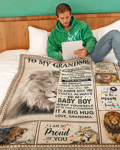 BLANKET FOR GRANDSON – COMFORT & WARMTH GIFT FROM GRANDMA  Sherpa Fleece Quilt Blanket LUNA00 (SKUB12-BLK-02)