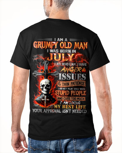 JULY - GRUMPY OLD MAN T-SHIRT - FUNNY SKULL ANGER ISSUES TEE - PERFECT GIFT FOR MEN LUNA07 / male (SKU12-319-07)
