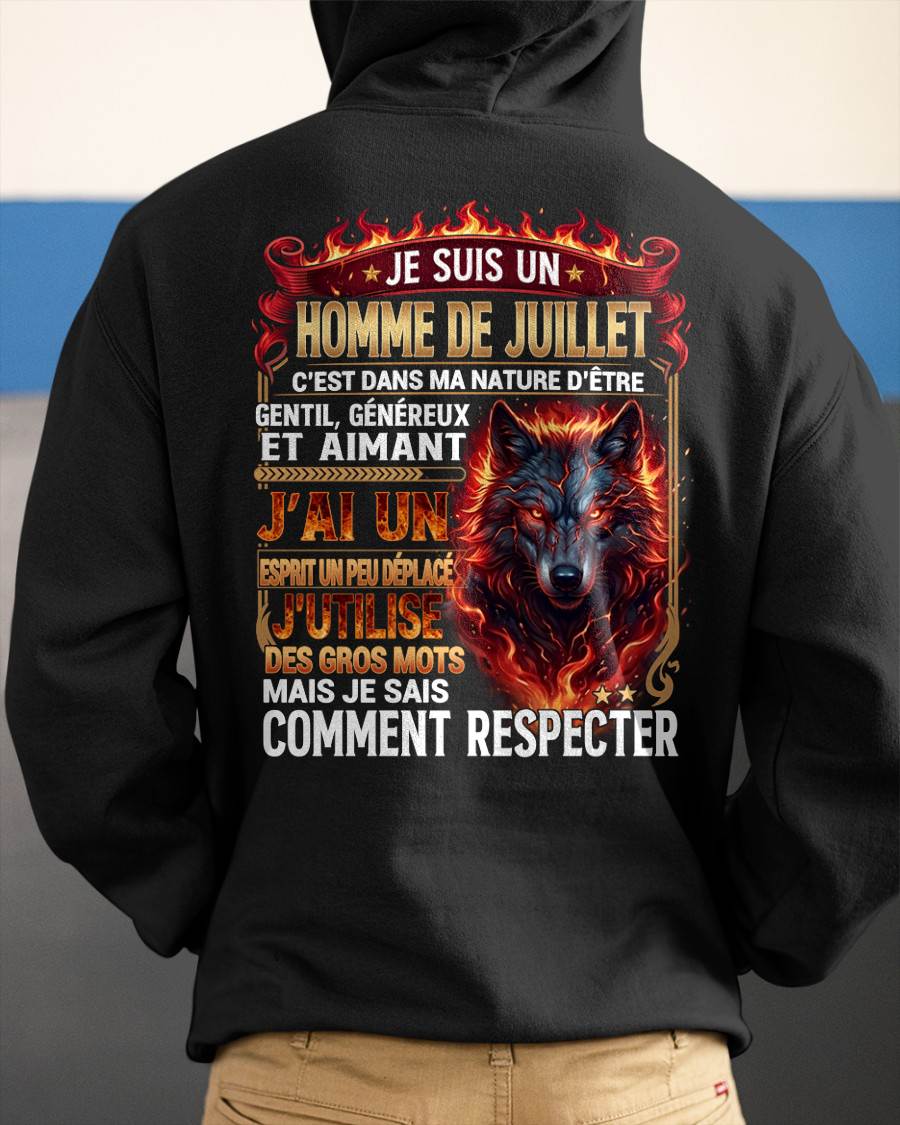 JUILLET – ESPRIT MALICIEUX MAIS SAIT RESPECTER - T-SHIRT ANNIVERSAIRE HOMME - IMPRESSION DTG PREMIUM - frLUNA07 (SKU2604-87-07)