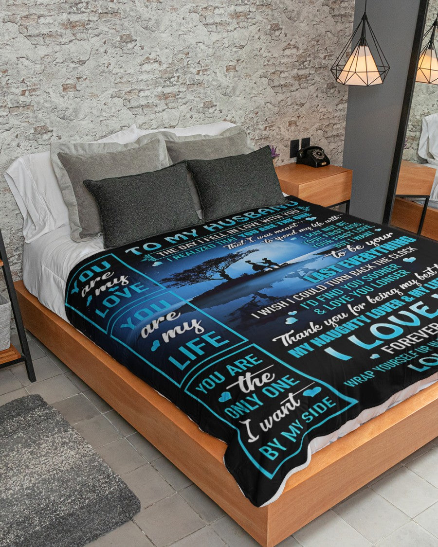 TO MY HUSBAND - GIFT FROM WIFE - Sherpa Fleece Quilt Blanket (SKU2603-230)