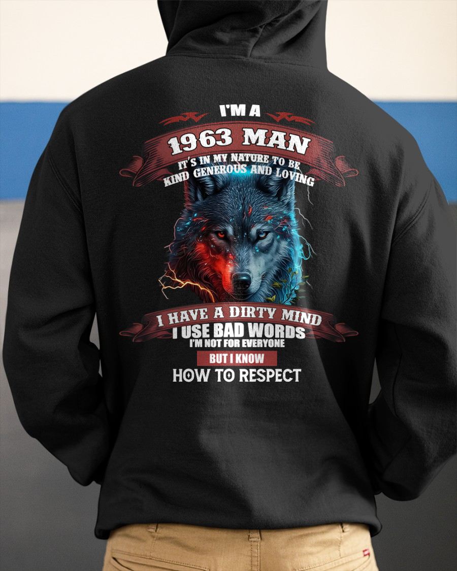 BORN IN 1963 - KNOW HOW TO RESPECT - BIRTHDAY T-SHIRT FOR MEN - LUNA1963 (SKU12-286-1963)