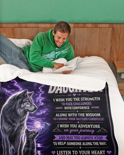 BLANKET FOR DAUGHTER –  GIFT FROM DAD Sherpa Fleece Quilt Blanket - LUNA00 (SKU2608-410)