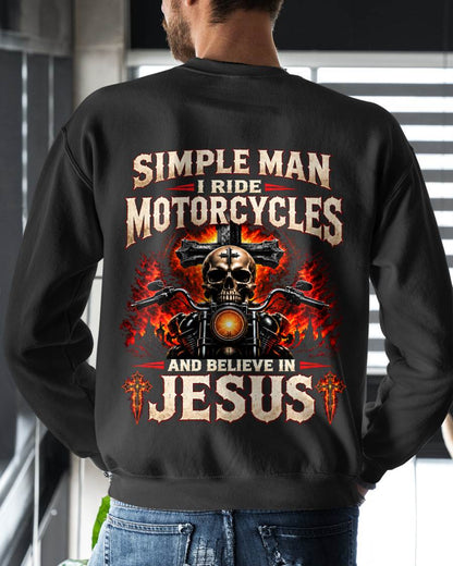 SIMPLE MAN I RIDE MOTORCYCLES AND BELIEVE IN JESUS - SHIRT FOR MEN - LUNA00 (SKU2609-102-00)