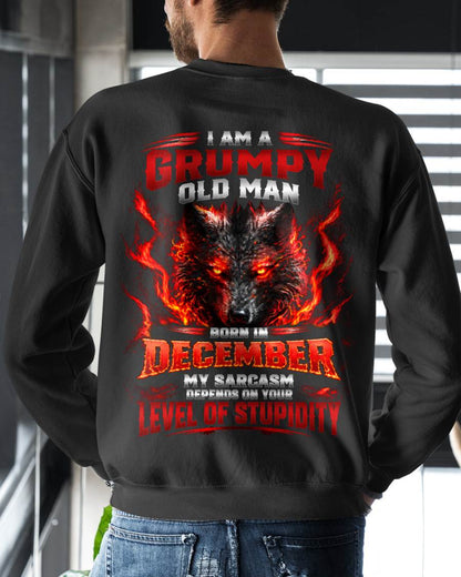 DECEMBER - I AM A GRUMPY OLD MAN MY SARCASM DEPENDS ON YOUR LEVEL OF STUPIDITY - SHIRT FOR MEN - LUNA12 (SKU2609-286-12)
