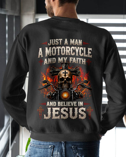 JUST A MAN A MOTORCYCLE AND MY FAITH IN JESUS - SHIRT FOR MEN - LUNA00 (SKU2608-526)
