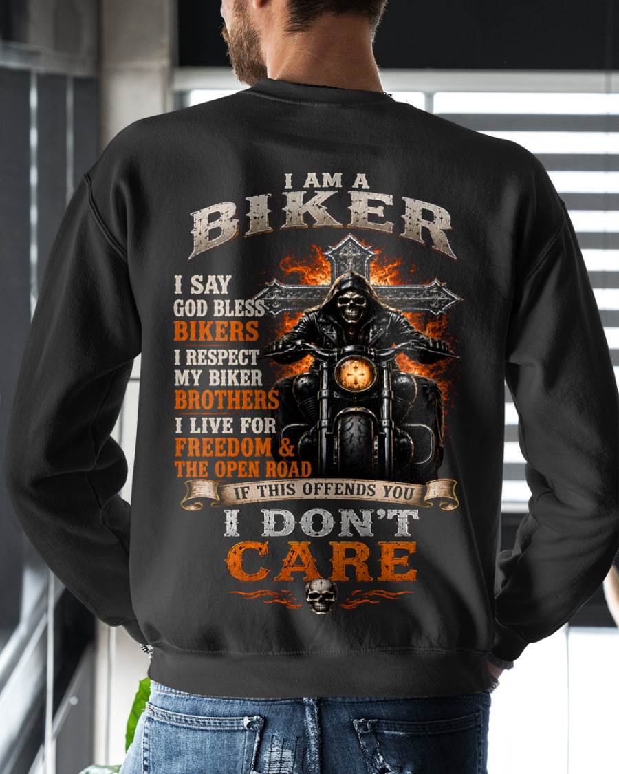 BIKER BLESSED BY GOD BORN FOR FREEDOM - SHIRT FOR MEN - LUNA00(SKU2608-222)
