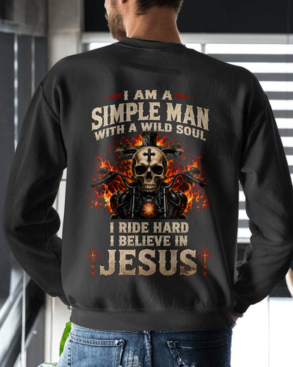 I'M A SIMPLE MAN  WILD SOUL  I RIDE HARD  I BELIEVE IN JESUS - SHIRT FOR MEN - LUNA00 (SKU2608-528)