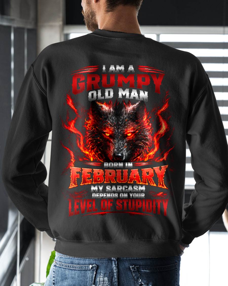 FEBRUARY - I AM A GRUMPY OLD MAN MY SARCASM DEPENDS ON YOUR LEVEL OF STUPIDITY - SHIRT FOR MEN - LUNA02 (SKU2609-286-02)
