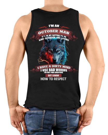 OCTOBER - KNOW HOW TO RESPECT - BIRTHDAY T-SHIRT FOR MEN - LUNA10 / male (SKU12-162-10)