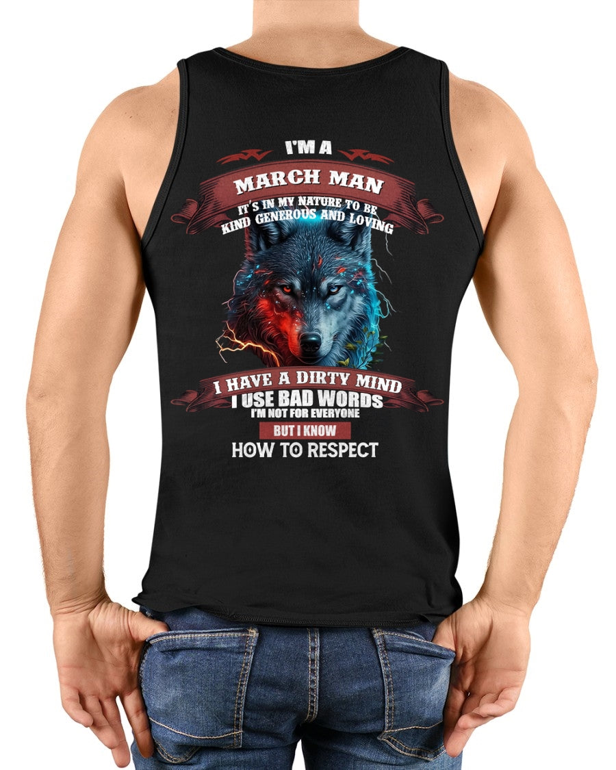 MARCH - KNOW HOW TO RESPECT - BIRTHDAY T-SHIRT FOR MEN - LUNA03 / male (SKU12-162-03)