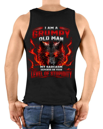 I AM A GRUMPY OLD MAN MY SARCASM DEPENDS ON YOUR LEVEL OF STUPIDITY - SHIRT FOR MEN - LUNA00 (SKU2609-286-00)